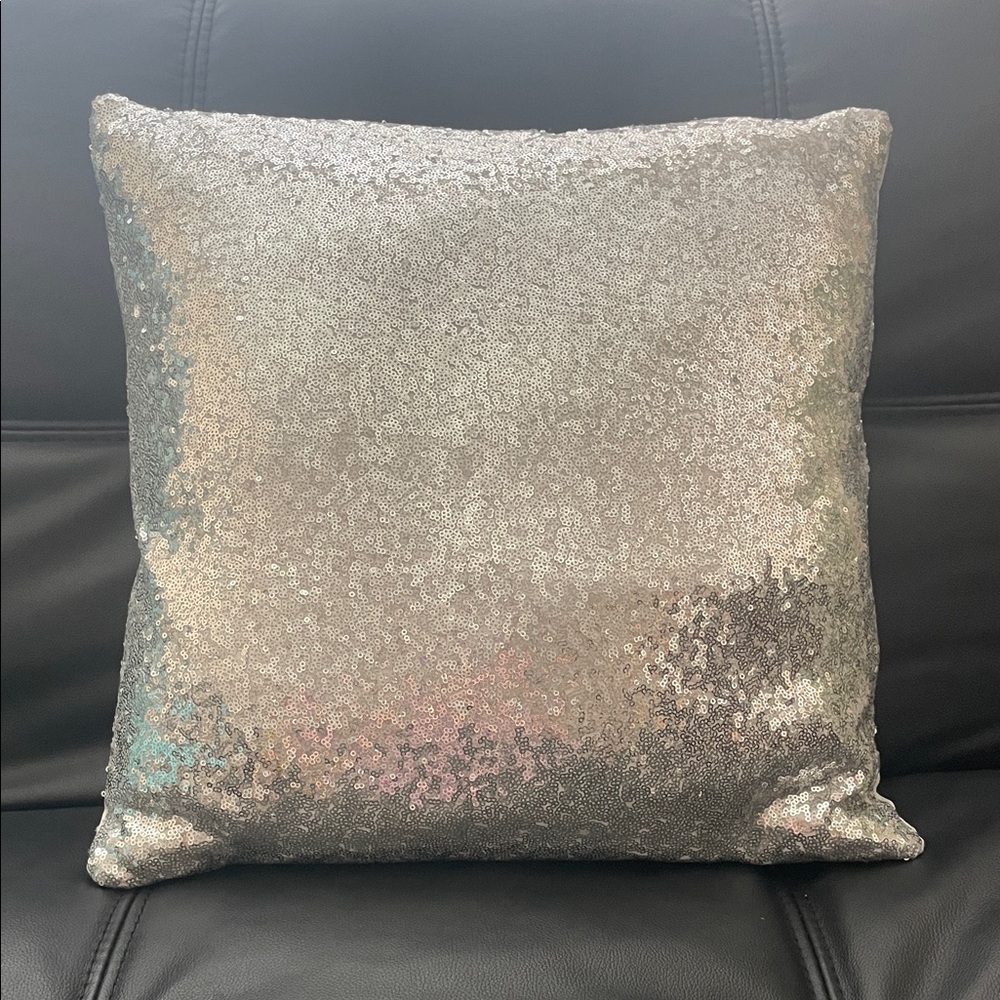 Silver Sequin Throw Pillow